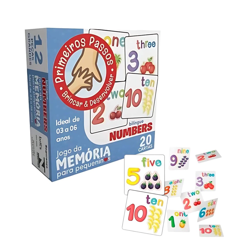 Jogo da Memória para Pequeninos Numbers Interativo Bilingue 20 Cartas Cooper Fun - 00148 em Oferta na Shopee