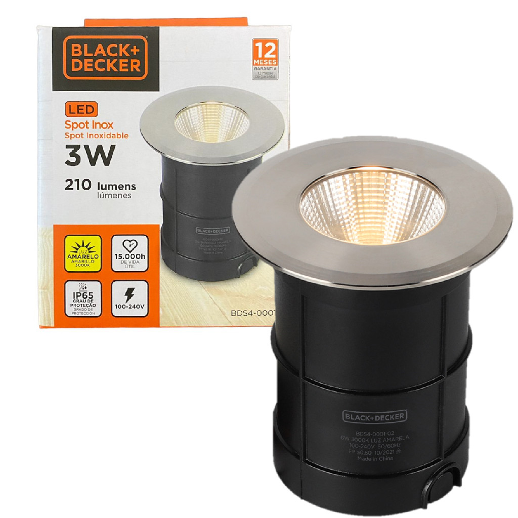 Balizador Chao Spot Embutir Inox 3w Branco Quente 3000k Ip65