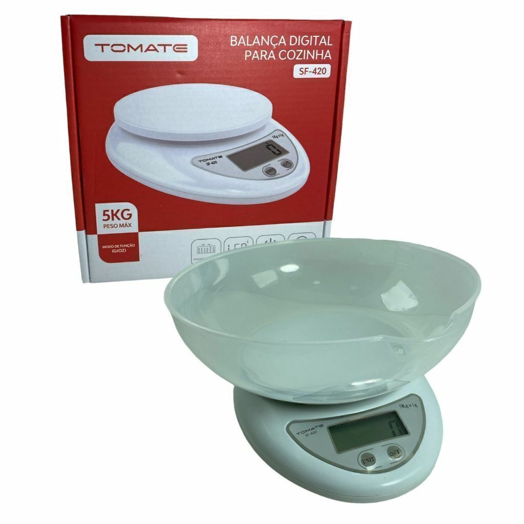 Balança Digital para Cozinha Alta Precisão até 5Kg Tomate Sf-420