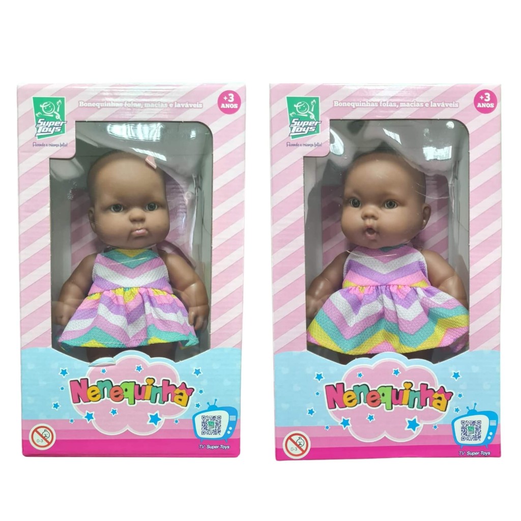 Boneca Nenequinha Negra Clássica Sortida e Unitária SUPER TOYS - 344 - Mom & Baby