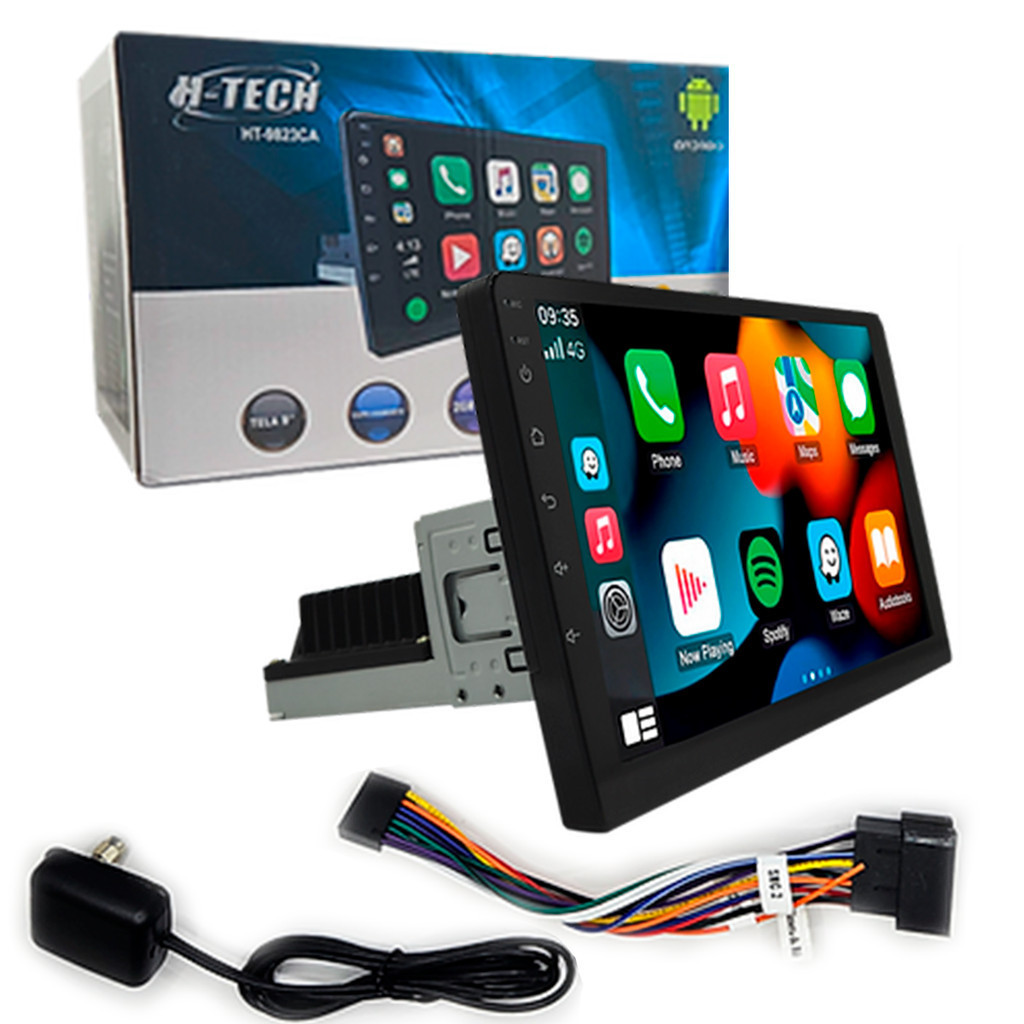 Multimidia H-tech Ht-9823ca 1 Din 9 Polegadas Android 12 Carplay Android Auto 2Gb Ram 32GB Memória - Automobiles