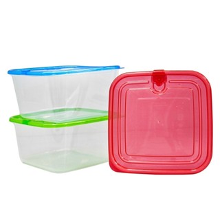 Conjunto 3 Potes Plásticos Com Tampa 1.1L Quadrado Para Marmita - A773