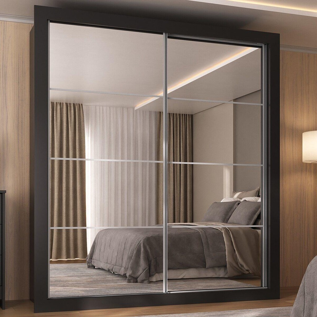 Guarda-Roupas Casal com Espelho 2 Portas de Correr 4 Gavetas Malibu Multimóveis MP4273 em Oferta na Shopee