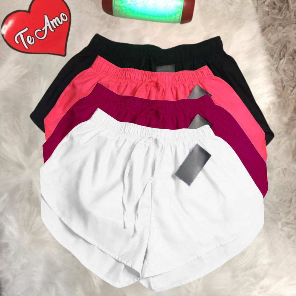 KIT 4 short  tactel feminino casual saida de praia corrida treino shorts academia shortinho  caminhada P ao EXG vôlei