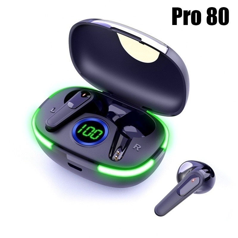 Air Pro 80 Fone De Ouvido Bluetooth Air Pro 80 Sport Game Display LED Redução De Ruído Com Microfone Sem Fio tecno shop