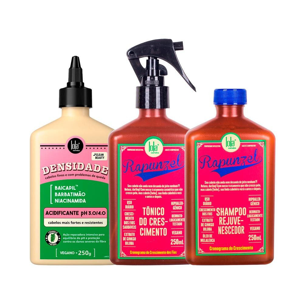 Kit Lola From Rio -  Acidificante Densidade 250g +  Shampoo Rapunzel 250ml +  Tônico Rapunzel 250ml em Oferta na Shopee