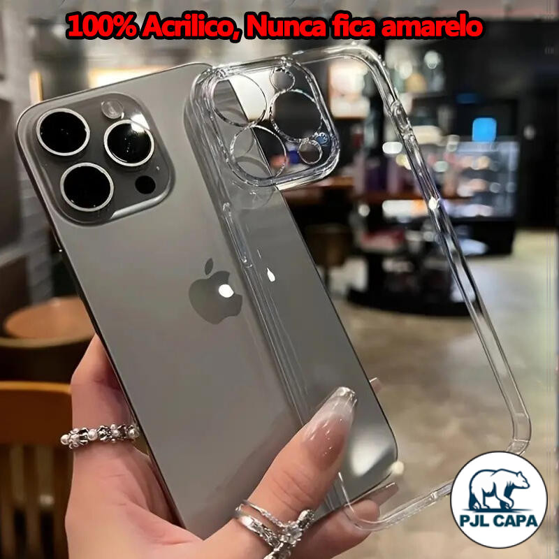 [Nunca Fica Amarela] Capa Ultrafina De Acrílico Transparente HD Para iPhone Air 17 16 15 14 13 12 11 Pro Max em Oferta na Shopee