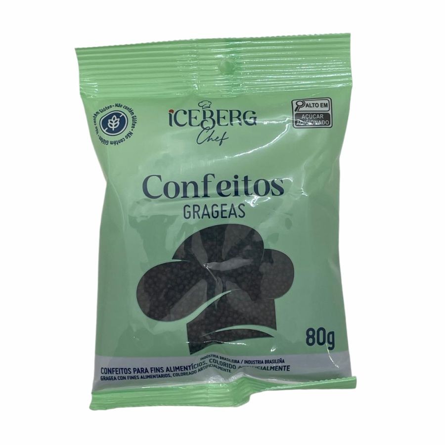 Confeito Decorativo Preto - 80g - 1 unidade - IceBerg - Rizzo - Food & Beverages
