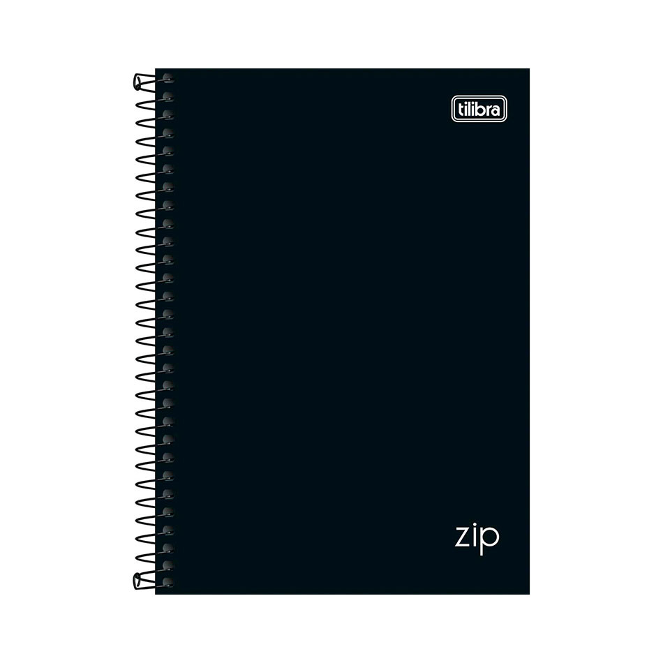 Caderno espiral capa dura 1/4 160 folhas Zip Preto Tilibra