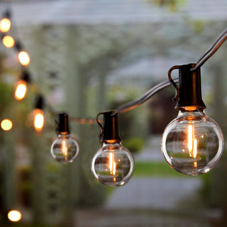 Varal de Luzes 10m 20 Lâmpadas Filamento LED G40 Luz Amarela 2400K — Festa Casamento Decoração Externa