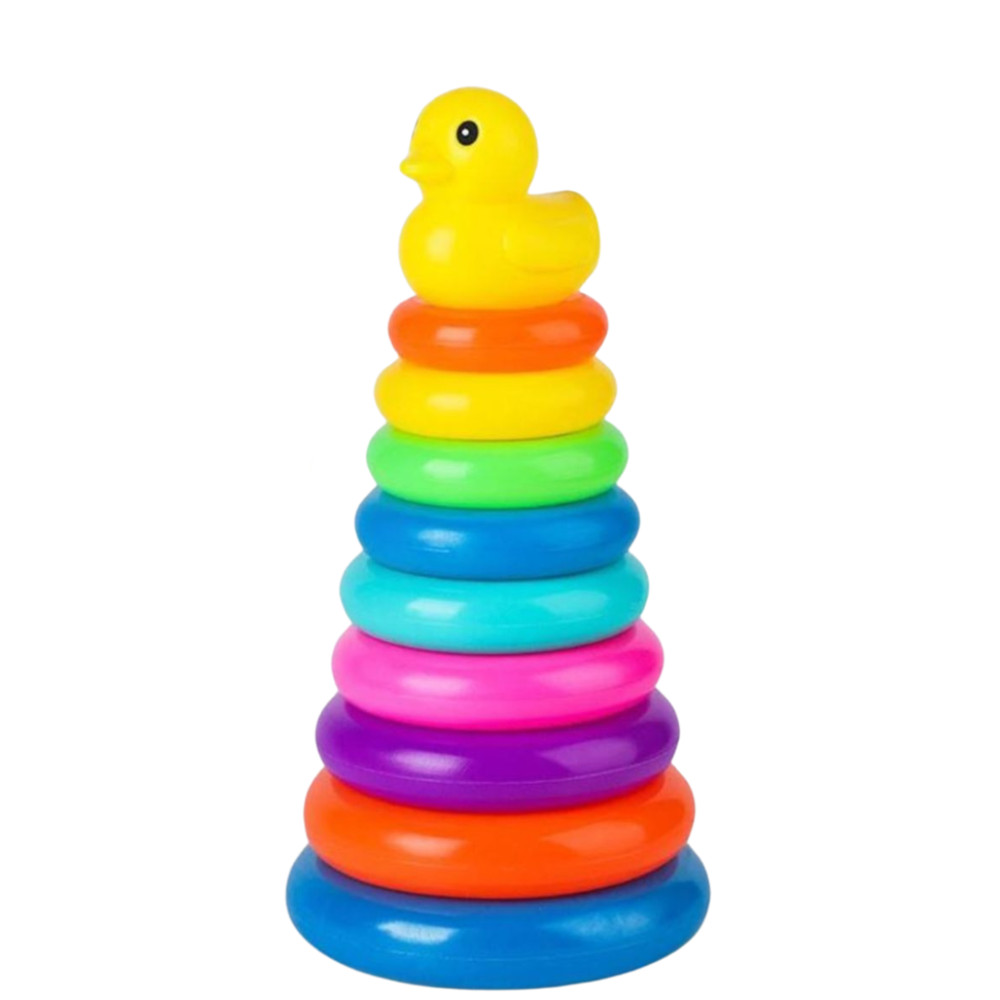 Pirâmide Argolas Empilhar Patinho Infantil Banho 9 Andares em Oferta na Shopee