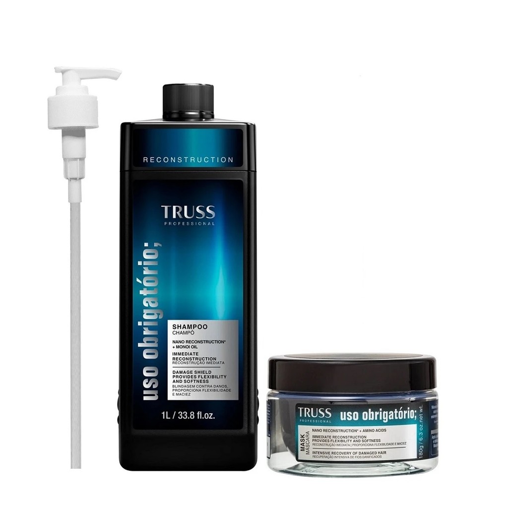 Kit TRUSS Uso Obrigatório Shampoo 1000ml + Máscara 180g + Válvula Pump