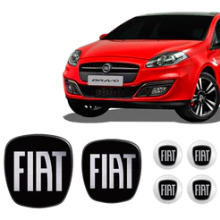 Kit Adesivos Fiat Bravo Black Dianteiro, Traseiro e Calotas