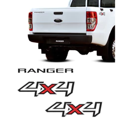 Kit Adesivos 4x4 Ranger Xl 2013 A 2016 Preto + Emblema Tras.