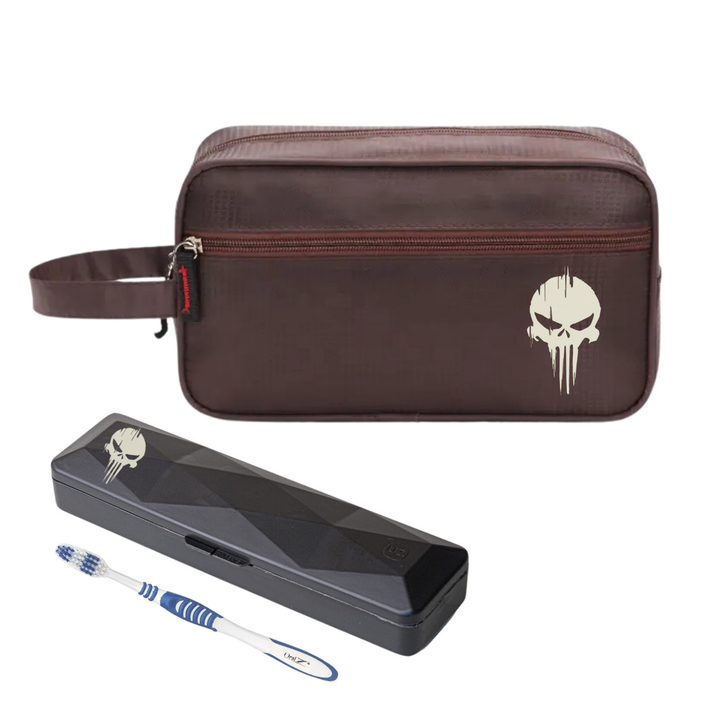 Nécessaire Impermeável Executiva Nylon Caveira  Porta Escova