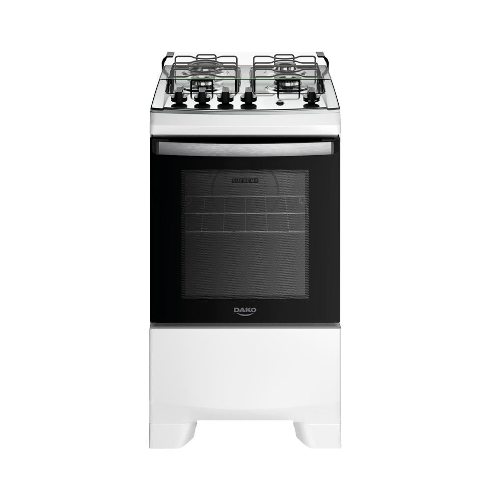 Fogão 4 Bocas Branco com Mesa Inox Dako Novo Supreme Bivolt - Home Appliances