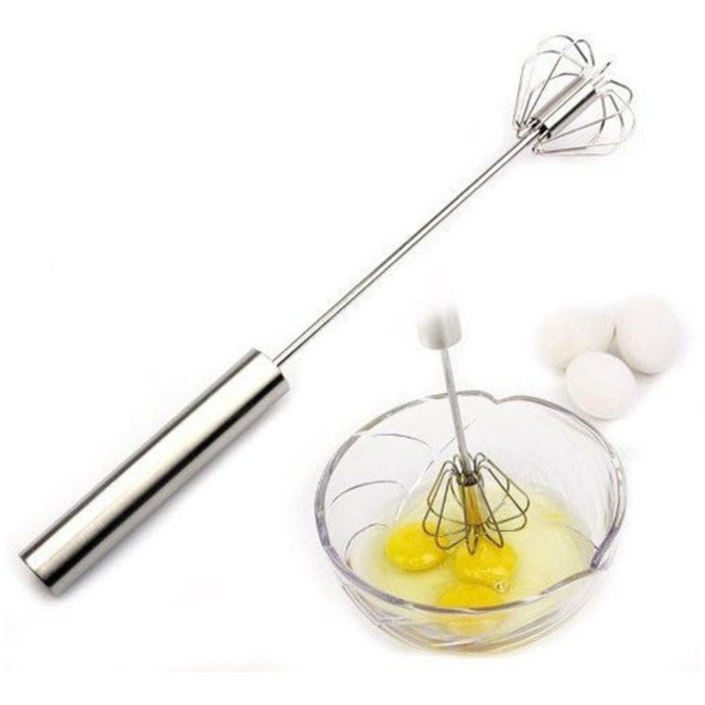 1 Batedor Fue De Claras Ovos Giratório Bolos Cremes De Aço Inox Universal 30cm