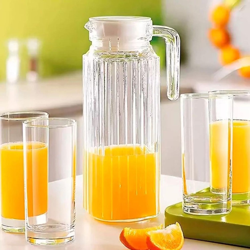 Jarra De Vidro Suiça Transparente Com Tampa Suco Água Refresco 1 Litro Resistente em Oferta na Shopee