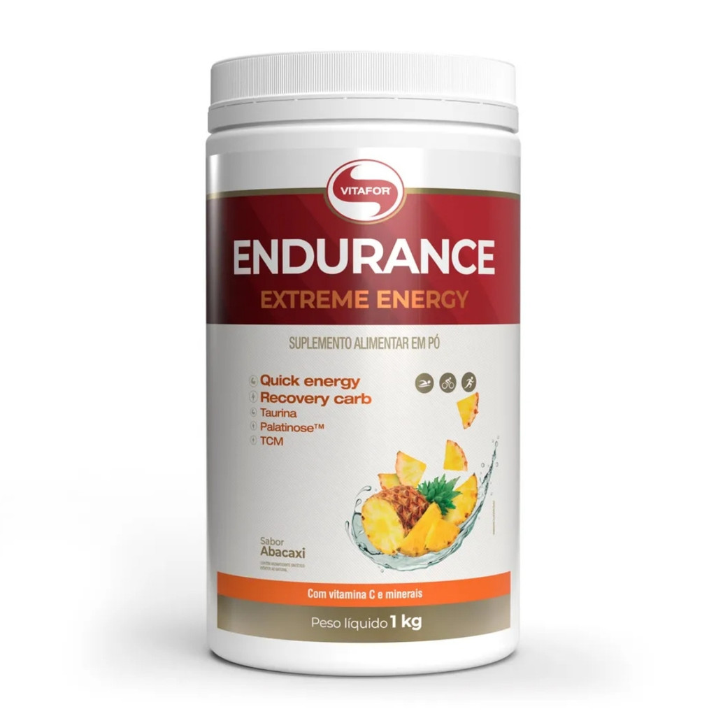 Pré-Treino Endurance Extreme Energy Pote 1000g Vitafor Abacaxi em Oferta na Shopee
