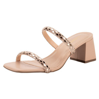 Tamanco Feminino Salto Grosso Via Marte 171011 em Oferta na Shopee