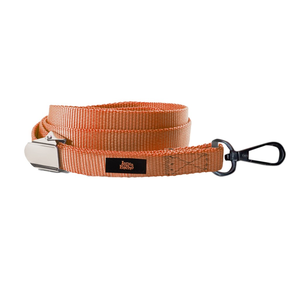 Guia Nylon Pet Laranja 50cm Lança Bicho