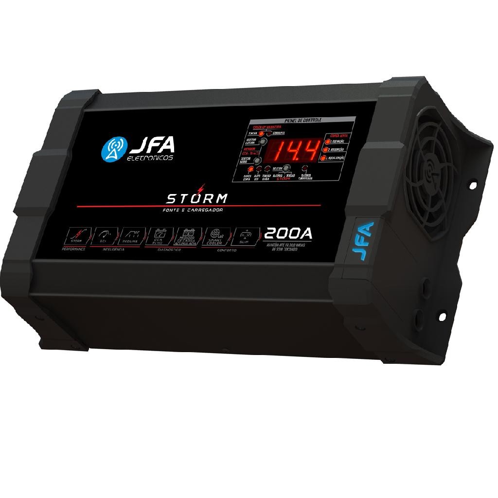 Fonte JFA Storm Plus 200A Bivolt Carregadora de Bateria De Trio Paredão Som Automotivo Festa Show em Oferta na Shopee