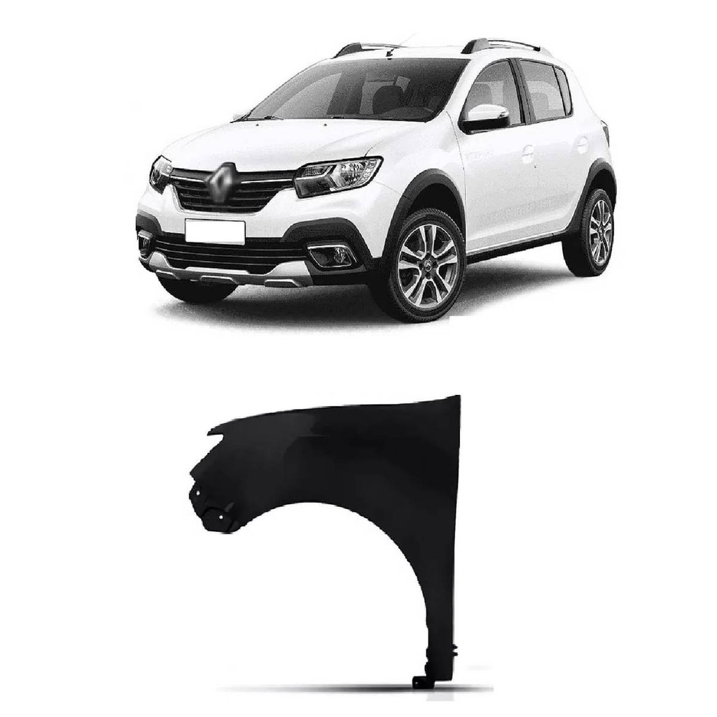 Paralama Dianteiro Sandero Stepway 2014 Ate 2020 Lado Esquerdo Preto