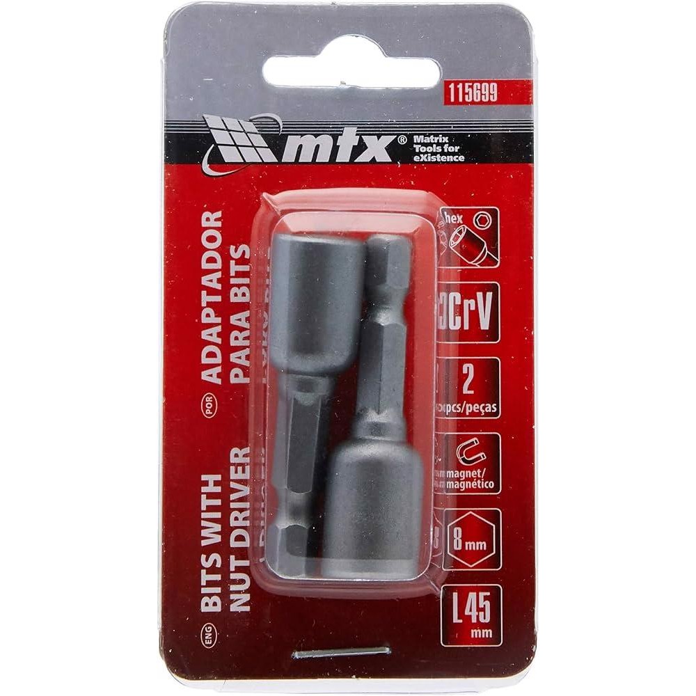 Jogo Soquetes Magnéticos 2 Peças 45x7mm Para Parafusadeira Furadeira Bits Encaixe 1/4Pol. Sextavado - Home & Living