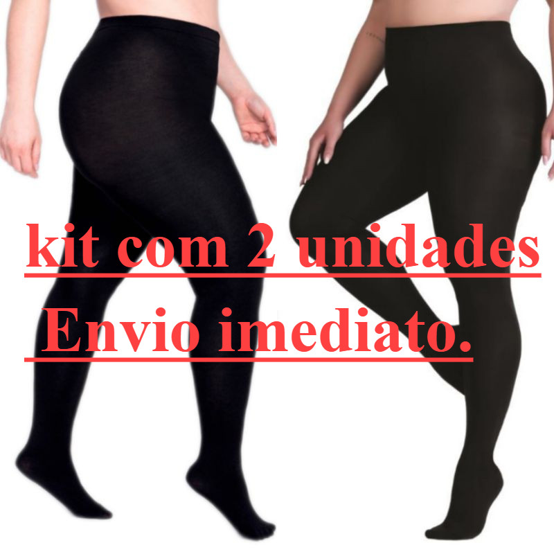 KIT 2 Meia Calça Plus Size feminino fio 80 COM PE Inverno GROSSO (VESTE ATE 48)