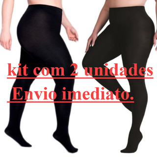 KIT 2 Meia Calça Plus Size feminino fio 80 COM PE Inverno GROSSO (VESTE ATE 48)