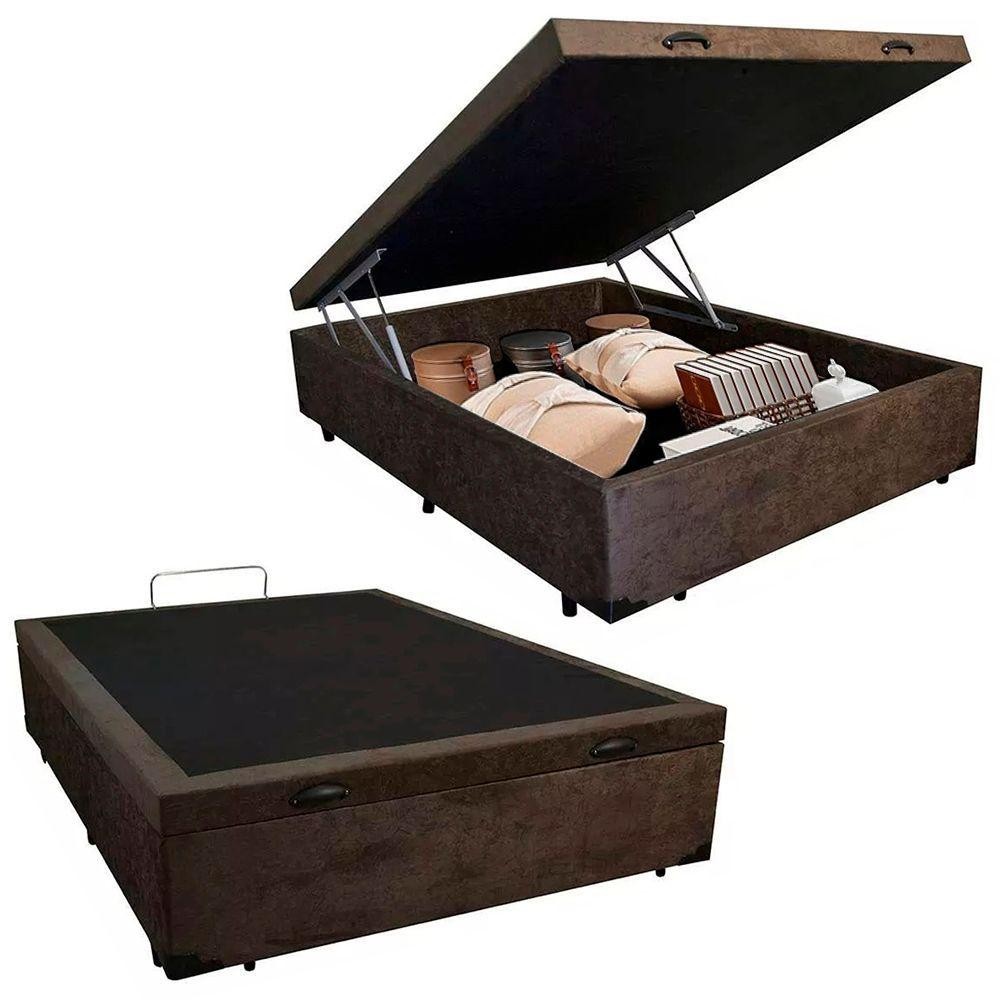 Cama Box Baú Viúva Serene Suede Marrom 44x128x188 Alta Qualidade em Oferta na Shopee