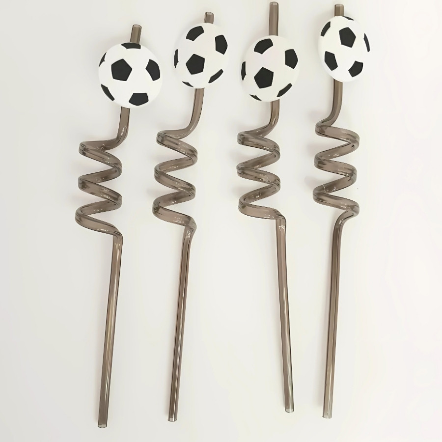 Canudo Espiral Rigido Preto - Bola De Futebol - 27cm - 4 unidades - Rizzo