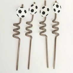 Canudo Espiral Rigido Preto - Bola De Futebol - 27cm - 4 unidades - Rizzo