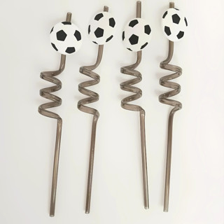 Canudo Espiral Rigido Preto - Bola De Futebol - 27cm - 4 unidades - Rizzo em Oferta na Shopee