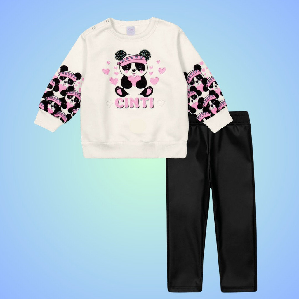 Conjunto Menina Infantil Inverno Cinti Blusão Moletom Felpado e Legging