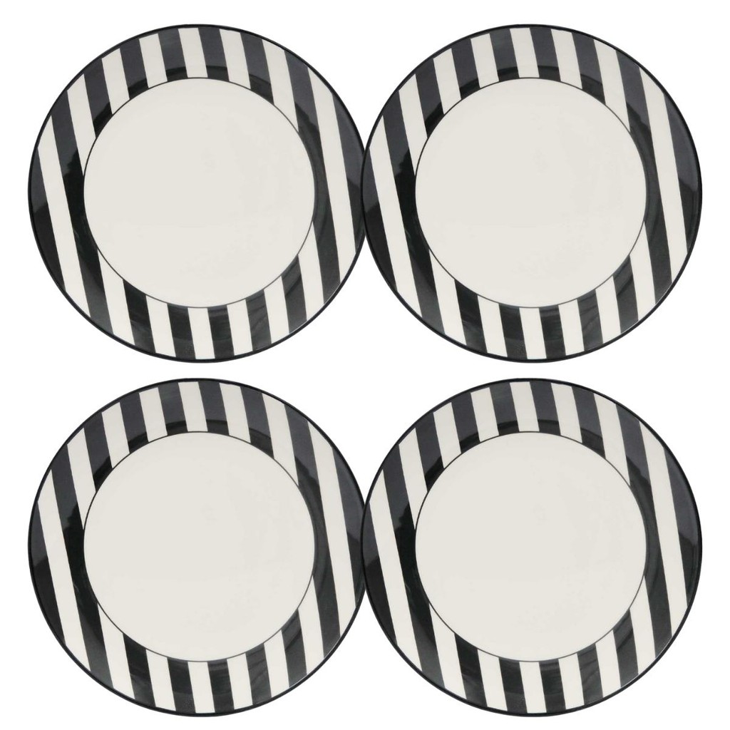 Jogo com 4 Pratos Rasos 26 Cm Oxford Unni Stripes And Dots em Oferta na Shopee