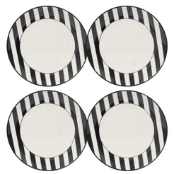Jogo com 4 Pratos Rasos 26 Cm Oxford Unni Stripes And Dots