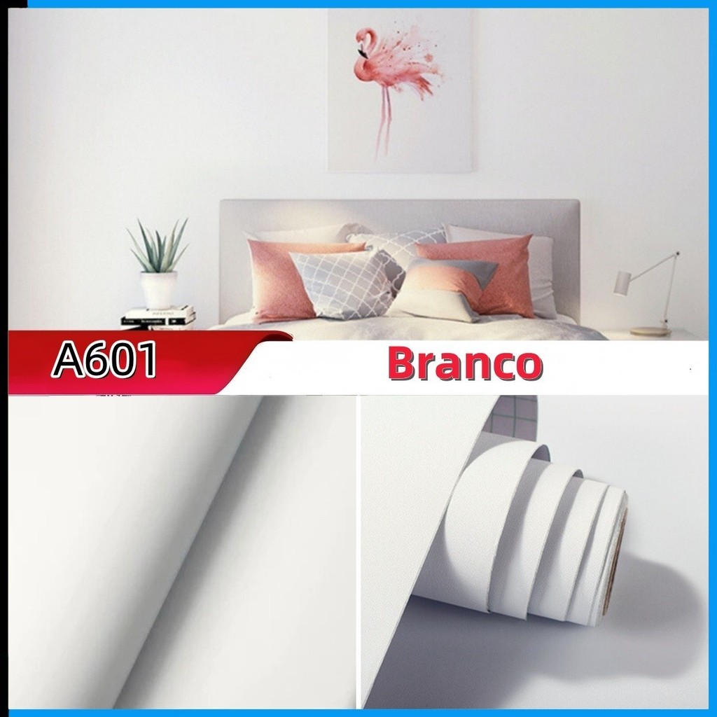 Impermeável Papel De Parede Autoadesivo Quarto Móveis Home Decor Removível Cor Sólida Branco Fosco 45cm X 5metros em Oferta na Shopee