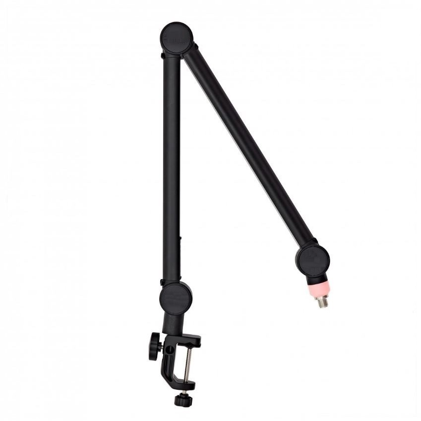 Suporte, Braço, Pedestal Articulado c/ LED "on air" p/Microfone Condensador Studio, Rádio, Alumínio, 73 cm 