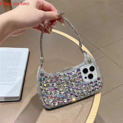 Luxo Glitter Strass Bolsa Casos De Telefone Para iPhone 18 17 16 Pro Max Caso 15 14 13 12 11 16plus Capa Macia Portátil