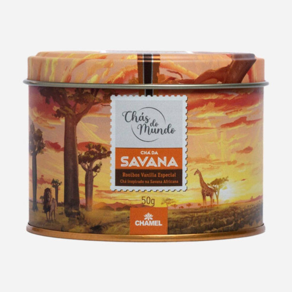 Chá Rooibos Vanilla Chamel Lata 50g Chás do Mundo Savana Sem Cafeína