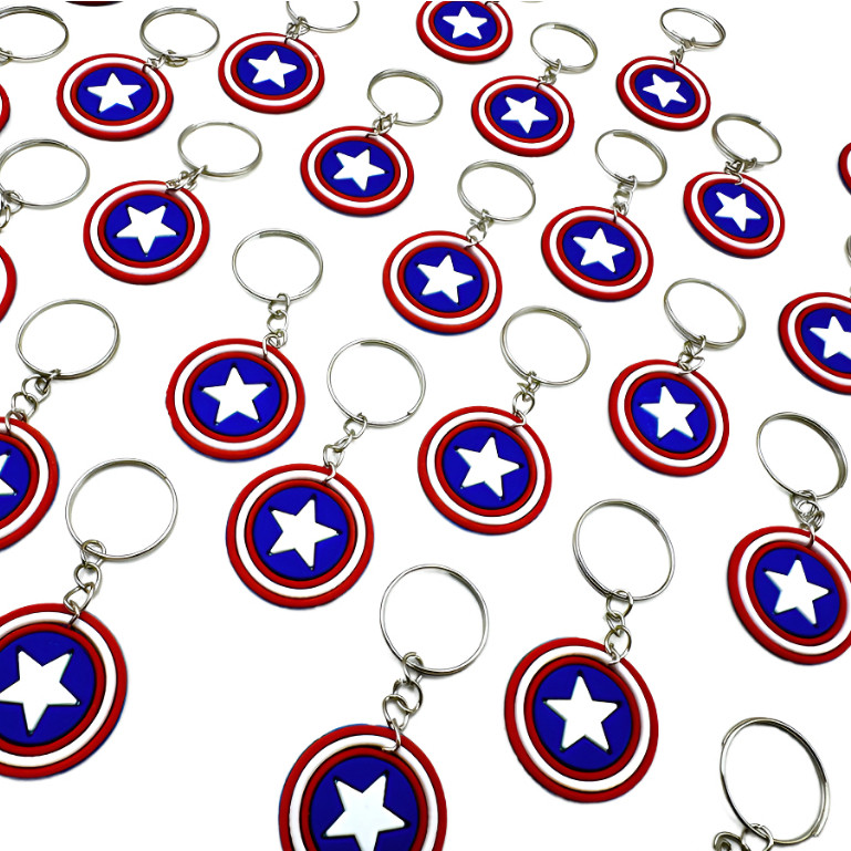 Chaveiro Escudo Capitão América 10un Borracha Barato Marvel