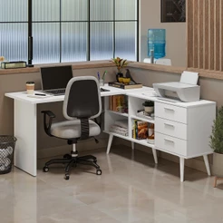 Mesa de Escritório em L 3 Gavetas Lisboa Madesa
