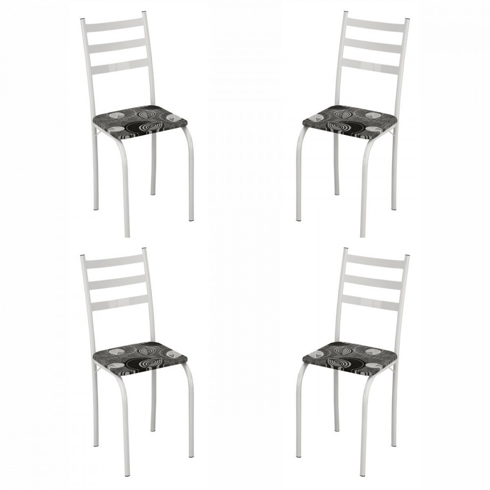 Conjunto com 4 Cadeiras Maraba Liso Branco Assento Paraopeba Teixeira em Oferta na Shopee