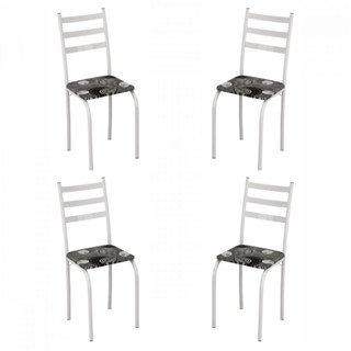 Conjunto com 4 Cadeiras Maraba Liso Branco Assento Paraopeba Teixeira em Oferta na Shopee