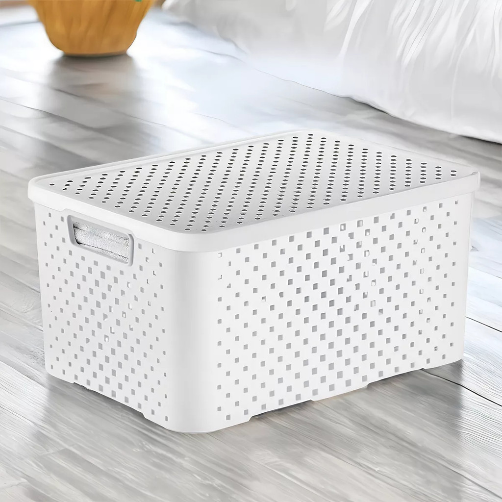 Kit 4 Caixas Quadriculadas Multiuso Organizadora Brancas em Oferta na Shopee