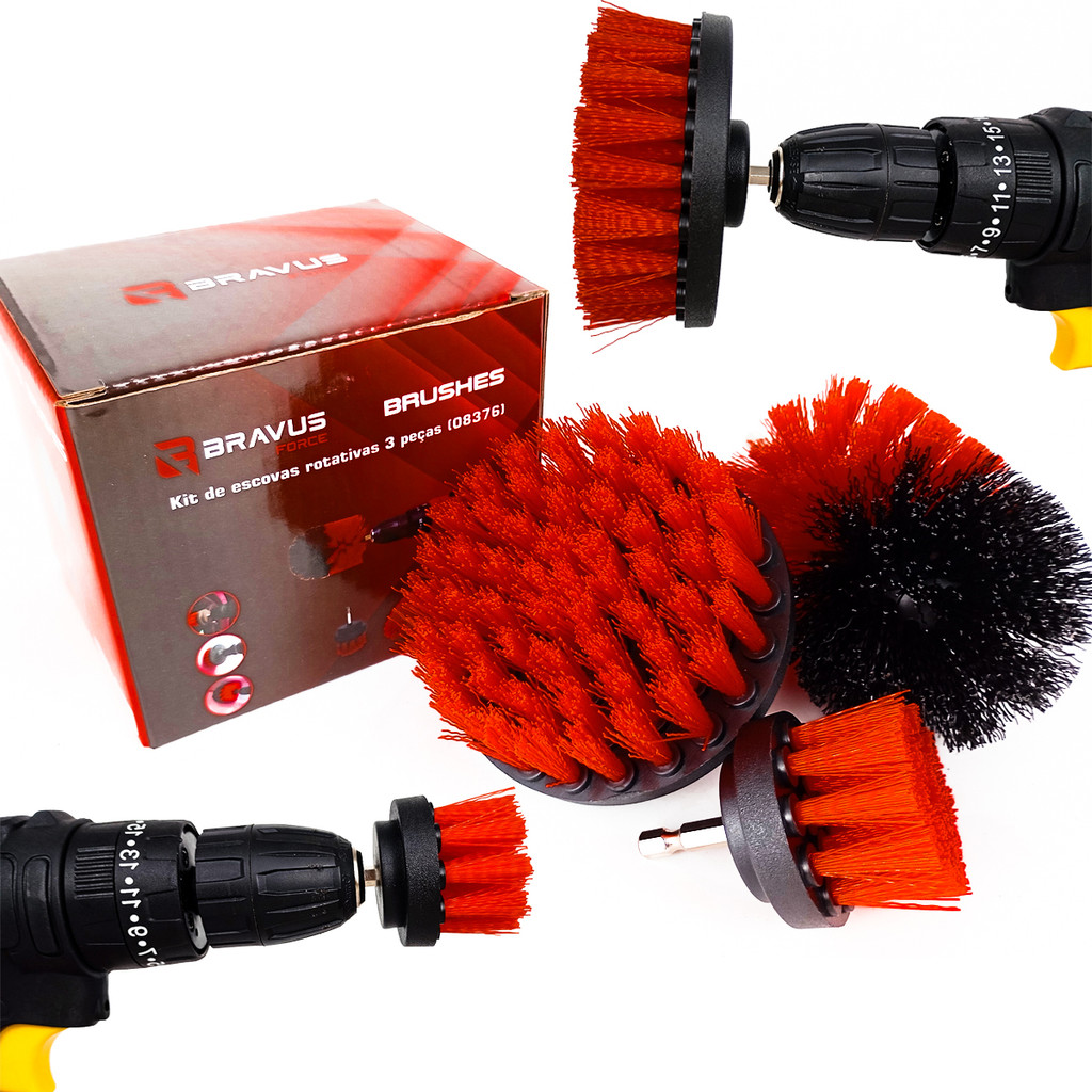 Kit de Jogo de Escovas Rotativas 03 Peças - Bravus Force em Oferta na Shopee