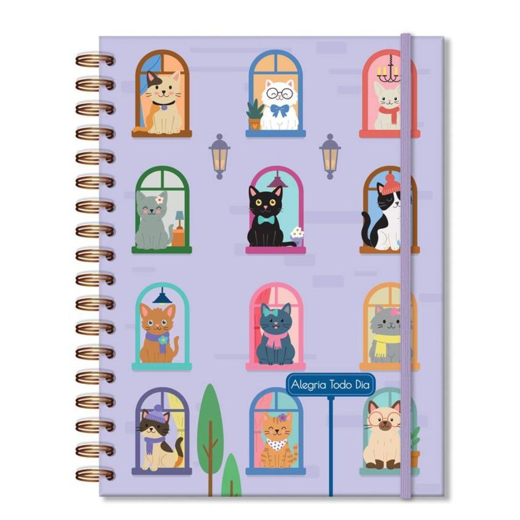Caderno colegial folhas removiveis Gato na janela Fina Ideia