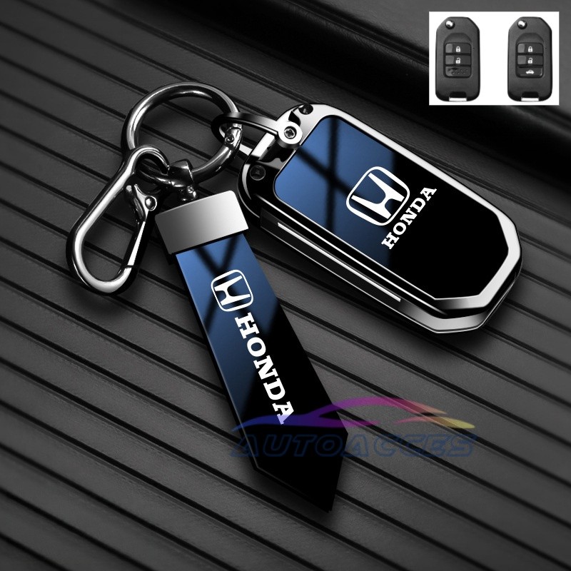 Liga de zinco caso tampa chave do carro para Honda Jazz GK Civic FB flip chave keybox titular gradiente azul/preto (a im
