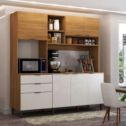 Cozinha Compacta Solaris 7 Portas 2 Gavetas Cinamomo/Off White - Panorama Móveis